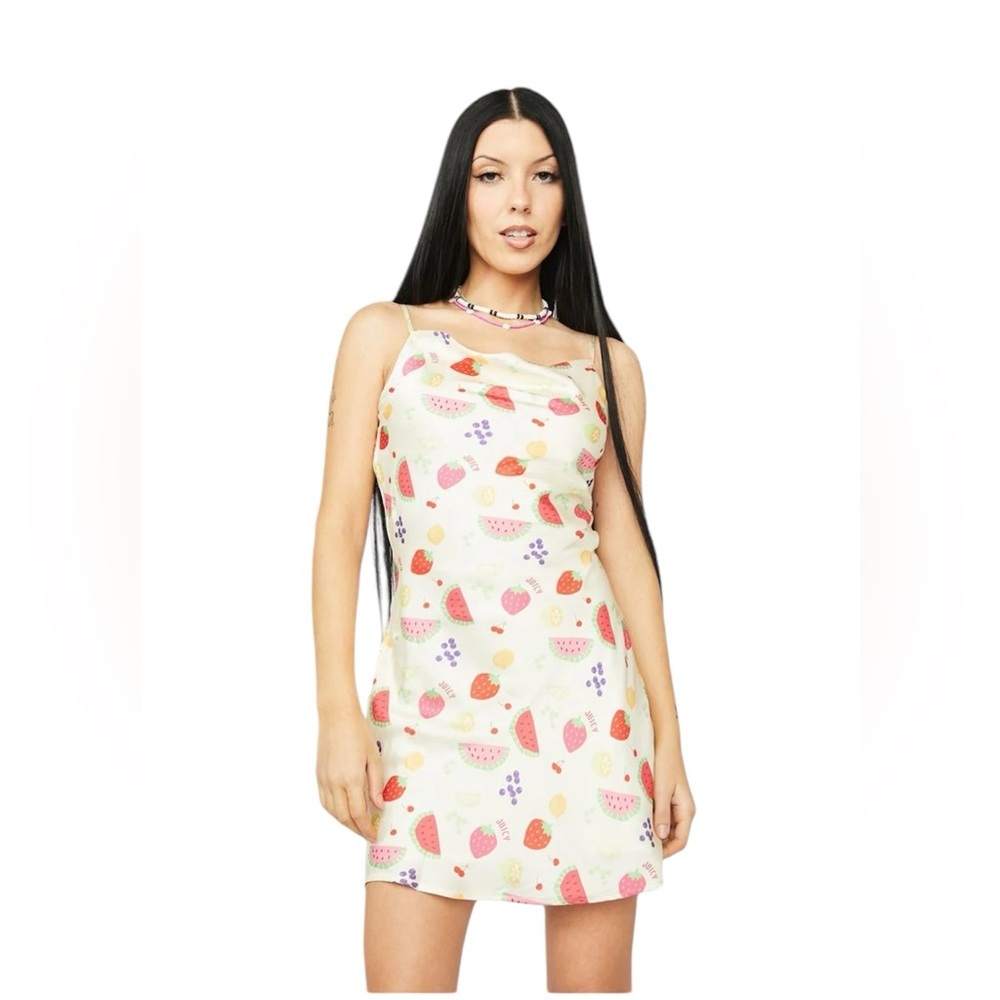 Peppermayo White Fruit Print Mini Dress